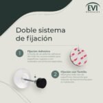 EVI Herrajes | Tope de puerta para colocación en pared | Ø45x17mm | Acero inoxidable lacado blanco | Goma blanca y negra incluida | Instalación con adhesivo o tornillos | Mod. I-260/45