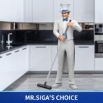 MR.SIGA Cepillo de limpieza de suelos con mango largo, 2 en 1 y escobilla de goma para limpiar baños, terrazas, garajes, paredes, azulejos con cerdas rígidas