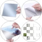 Paquete de 16 espejos autoadhesivos, azulejos de 6″ x 6″, láminas flexibles acrílicas de 0,2 mm, sin marco para decoración
