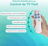 Control remoto TabTime TV con teclas grandes – Fácil de usar y configurar – Control remoto universal básico – Regalos para personas con demencia (Plata)