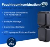 REV 0004860400 Toma AquaStorm – Interruptor combinado A/W, IP55, Montaje en superficie, Vertical, Antracita