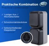 REV 0004860400 Toma AquaStorm – Interruptor combinado A/W, IP55, Montaje en superficie, Vertical, Antracita