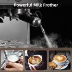 Garvee Cafetera Italiana Automática con Molinillo Integrado – 15 Barras y Control PID – Espresso Profesional en Casa con Boquilla de Vapor, Depósito de 2,3L, Acero Inoxidable, Plata