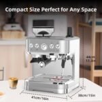 Garvee Cafetera Italiana Automática con Molinillo Integrado – 15 Barras y Control PID – Espresso Profesional en Casa con Boquilla de Vapor, Depósito de 2,3L, Acero Inoxidable, Plata