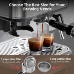 Garvee Cafetera Italiana Automática con Molinillo Integrado – 15 Barras y Control PID – Espresso Profesional en Casa con Boquilla de Vapor, Depósito de 2,3L, Acero Inoxidable, Plata