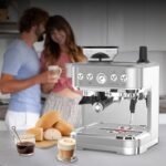 Garvee Cafetera Italiana Automática con Molinillo Integrado – 15 Barras y Control PID – Espresso Profesional en Casa con Boquilla de Vapor, Depósito de 2,3L, Acero Inoxidable, Plata