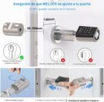 WELOCK PCB41 Cerradura Electrónica con Contraseña Bluetooth, Cerraduras Inteligentes con WiFi y Tarjeta RFID, Nivel de Impermeabilidad IP65, Cerradura Electrónica Fácil de Instalar