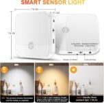 6 luces nocturnas recargables con sensor de movimiento, 3 colores de luz + regulables, luces LED inalámbricas para escaleras, dormitorios, pasillos, habitaciones de niños y armarios