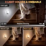 6 luces nocturnas recargables con sensor de movimiento, 3 colores de luz + regulables, luces LED inalámbricas para escaleras, dormitorios, pasillos, habitaciones de niños y armarios