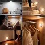 6 luces nocturnas recargables con sensor de movimiento, 3 colores de luz + regulables, luces LED inalámbricas para escaleras, dormitorios, pasillos, habitaciones de niños y armarios