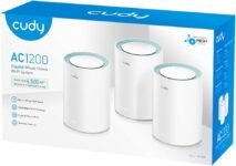 Cudy AC1200 Sistema WiFi de malla completa Gigabit, banda dual, extensor WiFi, puertos Gigabit, antenas de alta ganancia, VPN, Cloudflare, conecta hasta 100 dispositivos, M1300 paquete de 3