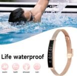 VBESTLIFE Pulsera Inteligente, Rastreador de Ejercicios con Bluetooth 5.3 para Android iOS, Pulsera de Salud Impermeable con aplicación de Ciclismo y natación (Oro)
