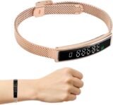 VBESTLIFE Pulsera Inteligente, Rastreador de Ejercicios con Bluetooth 5.3 para Android iOS, Pulsera de Salud Impermeable con aplicación de Ciclismo y natación (Oro)