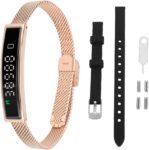 VBESTLIFE Pulsera Inteligente, Rastreador de Ejercicios con Bluetooth 5.3 para Android iOS, Pulsera de Salud Impermeable con aplicación de Ciclismo y natación (Oro)