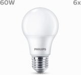 Philips – Bombilla LED Classic Mate 8W (Eq. 60W) 806 Lúmenes, Casquillo E27, Luz Cálida (2700K) – Pack de 6 Bombillas