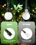 Guirnaldas de luces solares para exteriores, 29 pies, 60 LED, bola blanca, 8 modos de iluminación, IP65, impermeable, blanco cálido, para jardín, balcón, terraza y árboles
