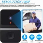 Timbre con video con cámara inalámbrico, Timbre con video Wi-Fi con cámara, Timbre con video WiFi de 2.4 G Vista nocturna/Audio bidireccional/Soporte SD y memoria en la nube con timbre