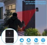 Timbre con video con cámara inalámbrico, Timbre con video Wi-Fi con cámara, Timbre con video WiFi de 2.4 G Vista nocturna/Audio bidireccional/Soporte SD y memoria en la nube con timbre