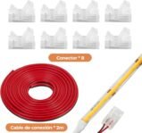 Tira LED COB Blanca, Kit de Tira de Luz Debajo del Gabinete con Control Remoto RF para Vitrina, Cocina, Escritorio, Estante, Gabinete, Incluye Adaptador de 24 V (Blanco Frío, 10 Metros)
