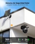 Cámara de Vigilancia WiFi Exterior Solar 2K Sin Cables, Cámara Solar YESNAMO con Batería Recargable, Visión Nocturna PTZ 360° Color, Sensor de Movimiento PIR, IP66, Sin Suscripción (Negro)