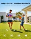 Cámara de Vigilancia WiFi Exterior Solar 2K Sin Cables, Cámara Solar YESNAMO con Batería Recargable, Visión Nocturna PTZ 360° Color, Sensor de Movimiento PIR, IP66, Sin Suscripción (Negro)