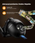 Cámara de Vigilancia WiFi Exterior Solar 2K Sin Cables, Cámara Solar YESNAMO con Batería Recargable, Visión Nocturna PTZ 360° Color, Sensor de Movimiento PIR, IP66, Sin Suscripción (Negro)