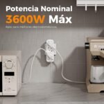 TESSAN Enchufe Plano Thief 6 en 1 con USB C, Enchufe Multi 6 en 1, Enchufe Thief con 3 Enchufes Schuko y 3 USB, Thieves para Enchufes 16A 3600W, Regleta para Hogar, Oficina, Cocina