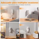 TESSAN Enchufe Plano Thief 6 en 1 con USB C, Enchufe Multi 6 en 1, Enchufe Thief con 3 Enchufes Schuko y 3 USB, Thieves para Enchufes 16A 3600W, Regleta para Hogar, Oficina, Cocina