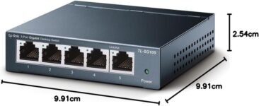 TP-Link TL-SG105 – Switch Gigabit 5 Puertos Switch Ethernet 10/100/1000, Indicador de Estado, Acero Inoxidable con Super Disipación de Calor, Snooping IGMP, QoS