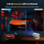 Mini Proyector Portátil con WiFi 6 Bluetooth 5.0 Soporte 4K, Proyector 4k con Android 11,200ANSI Proyectores de Rotación de 220°, Compatible con HDMI/USB/PS/Laptop/TV Stick