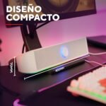 Barra de sonido GXTrust Rhox con iluminación RGB, blanca | Altavoces PC Gaming Stereo 2.0, 12 W, alimentación USB, conector de 3,5 mm, altavoz pequeño para PC, portátil y TV