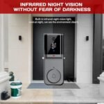 Timbre con video inalámbrico No necesita WiFi Pantalla de audio bidireccional Cámara habilitada Videoportero 1080P Diseño impermeable para uso en exteriores, suscripción