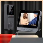 Timbre con video inalámbrico No necesita WiFi Pantalla de audio bidireccional Cámara habilitada Videoportero 1080P Diseño impermeable para uso en exteriores, suscripción