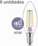 Philips Bombilla LED Clásica E14, 4 W, Blanco Cálido, Pack de 6 (Clase de eficiencia energética F)