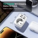 Hoppac Adaptador de Enchufe 5 en 1 para Reino Unido, Adaptador Tipo G con 3 USB A y 1 USB C para Irlanda, Hong Kong, Singapur, Malasia, Malta, Chipre, Qatar y Pakistán, Blanco