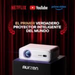 Proyector AURZEN Eazze D1 Soporte 4K | NetfIix/Auto Focus/Keystone/DoIby Audio oficial, Full HD 1080P nativo, con una aplicación Youtube/Prime Video incorporada