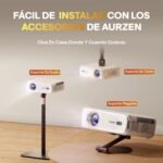 Proyector AURZEN Eazze D1 Soporte 4K | NetfIix/Auto Focus/Keystone/DoIby Audio oficial, Full HD 1080P nativo, con una aplicación Youtube/Prime Video incorporada
