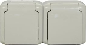 Legrand Forix 782394 – Toma de Pared Doble 16 A, Superficie, Estanca IP44, con Tapa Gris