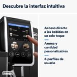 De’Longhi Dinamica Plus ECAM382.70.B, Cafetera Automática en Grano, Máquina de Capuchino con LatteCrema Caliente, Cafetera Espresso, Taza con 18 Recetas, Pantalla TFT 3,5», 1450W, Negra