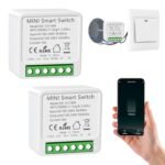 2 x Interruptor de luz inteligente WiFi, Módulo de interruptor inteligente Alexa, Mini interruptor inteligente WIFI Compatible con Alexa, Tuya y Smart Life, Se requiere controlador neutro