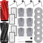 24 Piezas Accesorios para Robot Aspirador Roborock Saros 10R/Qrevo CurvX/Qrevo Curv 2 ProX/Curv 2 Pro, 2 Cepillos Principales, 6 Bolsas para el Polvo, 6 Toallitas, 4 Filtros HEPA, 4 Cepillos Laterales