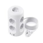 3M Tomas Regleta con USB C, Toma Múltiple 12 en 1 (9 AC y 3 USB), 3680W/16A, Tomas Regleta, Protección contra Sobretensión, Tomas Torre con Interruptor para Mesa, Oficina, Hogar, Blanco