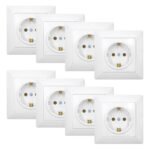 8 Piezas Enchufes Empotrables Enchufes de Pared Blancos Schuko 16A 250V Enchufes Empotrables Estándar de la UE para Uso en Interiores (82 mm x 82 mm)