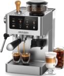 AIRMSEN Cafetera Espresso con Molinillo Cónico y Vaporizador de Leche – 20 Barras, Programable, Pantalla Táctil a Color, Cold Brew y Compatible con American, Acero Inoxidable, Tanque de 1.8L
