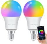 ANTELA Bombilla LED Inteligente WiFi E14 806lm, 16 Millones de Colores, Luz Fría Cálida 2700-6500K, Compatible con Alexa y Google Home, 15000 Horas, 2uds
