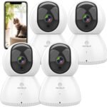 ANTELA Cámara de Vigilancia WiFi Interior 1080P, 2.4/5GHz, 355°/90° PTZ, Audio Bidireccional, Visión Nocturna IR, Detección de Movimiento, Compatible con Alexa/Google Home (4pcs)