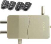 ARREGUI CI10D-AL Cerradura de Seguridad Invisible para Puerta con Alarma Sonora | 4 controles remotos | Antirrobo, Anti-Smash | Cerradura Electrónica | Cerradura interior inalámbrica | Oro