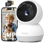 Alaga Cámara Interior 2K, Detección de Personas/Mascotas AI, WiFi 2.4/5GHz, Giratorio 360°, Visión Nocturna, Audio Bidireccional, Alexa/Google, con Tarjeta TF de 64GB Incluida
