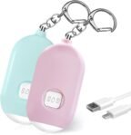 Alarma de bolsillo para mujeres, paquete de 2 llaveros de alarma personal de 130 dB, alarma de autodefensa, linterna, alarma de pánico, seguridad personal, mujeres, niños, personas mayores