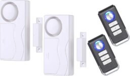 Alarma de puerta con 2 unidades de control remoto, ventana de seguridad inalámbrica para el hogar, sensor magnético de apertura, alerta antirrobo para seguridad del garaje del hogar